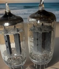 Rare Matched Pair 12au7 Comm Grade 5963 Hifi Tubes Vented Long Gray Ridge Plates picture
