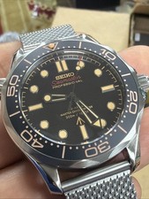 Hand-Assembled Custom Time Piece Seiko Mod Black /Silver Sea Watch Master picture