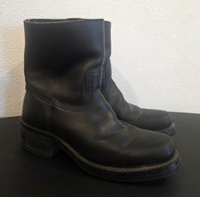 Frye Men’s Black Leather Zip Ankle Bootie Round Toe Logo Accents US 8.5 picture