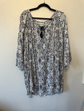 Catherines white and navy blue Geometric Print Lightweight Summer Blouse picture