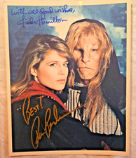 Vintage Ron Pearlman & Linda Hamilton signed 8x10 Beauty and the Beast picture