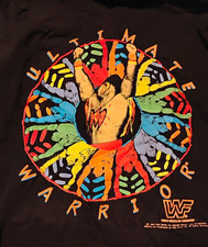 VINTAGE 1990 WWF ULTIMATE WARRIOR Black T-shirt SIZE LARGE EXCELLENT CONDITION picture