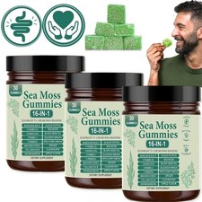 1-3PCS 16 in 1 Organic Sea Moss Gummy Irishmoss Extract 6000Mg  Apple Flavor US picture