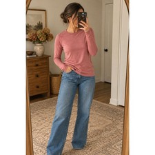 Segments 100% Merino Wool Long Sleeve Base Layer Top Pink Medium picture
