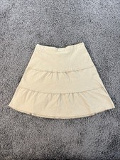 Vtg Metrowear Skirt Womens Medium Linen Blend Tiered Beige Minimal Prairie 90s picture