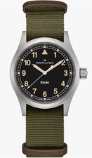 Hamilton Khaki Field Quartz 38mm Black Dial Green Strap Men's Watch H69401930 picture