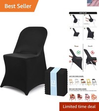 12 Pcs Black Folding Chair Covers Spandex Stretch Slipcover picture