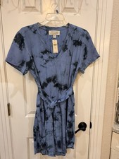 NEW ANTHROPOLOGY CLOTH & STONE Blue Liv Tie-Front Mini Dress Size M C2118 picture