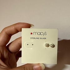 Macy's Sterling Silver Pearl Studs picture