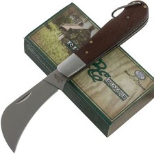 Rite Edge Wood Handle Hawkbill Lockback Pocket Knife Single Folding Blade picture