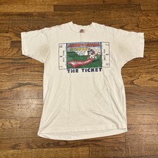 Vintage 1989 Auburn Vs Alabama Iron Bowl Mens T Shirt Ticket White Size XL picture