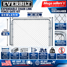 Everbilt 6 ft W x 4 ft H Expandable Chain Link Galvanized Steel Fence Gate Kit picture