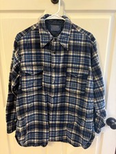 Vintage Pendleton Made in USA Virgin Wool Plaid Work Shirt 17.5 Padded Collar picture