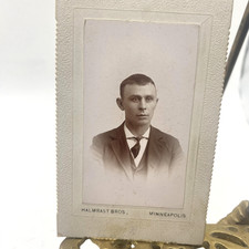 Vintage Halmrast Bros Minneapolis Man Portrait CDV Photo  Sepia Original 2.5x4