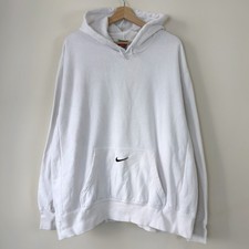 Vintage 2000's Nike Center Swoosh Pocket Embroidered y2k White Hoodie - XL picture