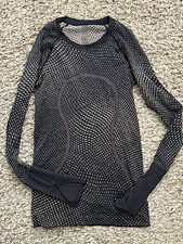 Lululemon Women’s Size 4 Black Geometric Crew Neck Stretch Yoga Pullover picture