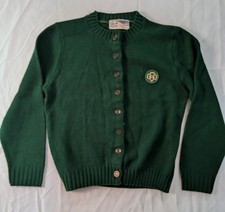 Vintage 1970s Girl Scouts Official Green Knit Cardigan Sweater picture