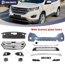 For 2015-18 Ford Edge Front Bumper Cover Upper Lower Grille Grill Fog Light Kit picture