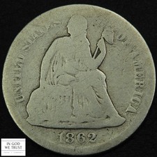 1862 S Seated Liberty Silver Dime 10C - Cleaned picture