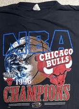 Vtg 1996 Chicago Bulls Shirt Jordan NBA Champions Earth Globe Basketball Sz XL picture