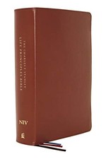 NIV, The Charles Stanley Life Principle's Bible (Brown Genuine Leather, Thumb In picture