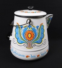 Large Vtg Berggren Swedish Colorful Enamel Coffee Pot 10