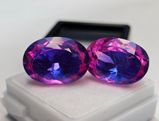 Oval Cut 30-31 Ct Natural Pitambari Sapphire Certified Pair For Earring Gemstone picture