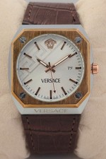 Luxury Versace Medusa Antares White Dial & Leather Band Quartz Men's Wrist Watch picture