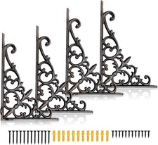 6 Pack 9 Inch Decorative Shelf Brackets, Cast Wrought Iron Metal picture