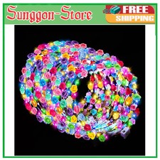 100 Pcs Honlyne LED Flower Crowns Light Up Glow Headbands Party Wedding Favors picture