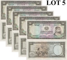 Portuguese guinea 50 Escudos 1971 P 44 UNC 1/20 Bundle Lot 5 pcs picture