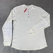 Marine Layer Heavy Slub Henley Shirt Mens Small Antique White Stretch $84 NWT picture