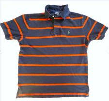 Vintage Polo Ralph Lauren Rugby Shirt Men’s Large Navy Red Stripe Short Sleeve picture