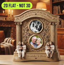 Personalized Double Photo Wooden Block, From First Kiss Till Last Breath  picture