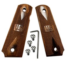 1911 Classic Wood Grips Full Size W/ Screws Embossed U.S. fits Springfield Colt  picture