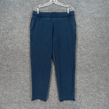 J. Jill Pants Women Medium Blue French Terry Pull On Pure Jill Slim Crop NEW picture
