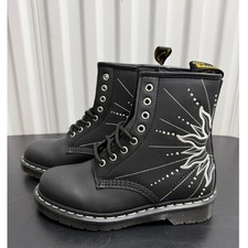Dr. Martens Boots Mens 5 1460 Solar Flare Black Sun Embroidered Studded EUC picture