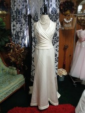 Casablanca Bridal Ivory Halter Ruched Satin Wedding Dress Size 10 picture