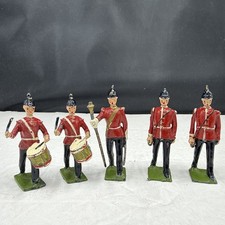 5 Vintage Britains Soldiers British Line Infantry Marching Band Group Of 5 Good picture