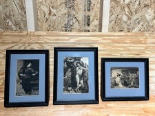 Set of 3 Framed Antique 1880s Fine Art Prints Engravings – Victorian Black Frame picture