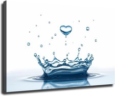 Aqua Blue Heart Splash Bathroom Wall Art Poster Unframed picture