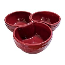 Longaberger Bowl Paprika Woven Traditions Pottery Interlocking Bowls x3 Set NEW picture
