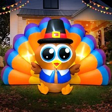 6FT Thanksgiving Inflatables Outdoor Decoration Inflatable Turkey, Built in LED picture