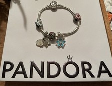 .Authentic 925 Sterling Silver Pandora Charm Bracelet with 5 charms picture