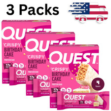 Quest Crispy Hero Protein Bar, Birthday Cake Flavor, Low Sugar, 3 Packs x4 Count picture