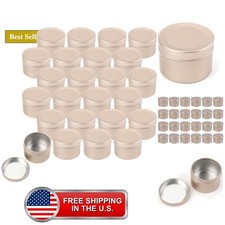 24 Pack 2 oz Round Tin Containers with Slip-on Lids, Aluminum Candle Tin Cans... picture