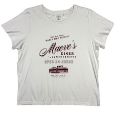 Anthropologie Maeve T-Shirt Retro Diner Graphic Women Large Ivory Casual Chic picture