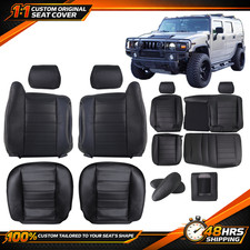 Hummer H2 For 2003- 2006 2007 Front & Rear Full Set  Leather Seat Cover Black picture