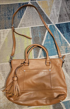 Tignanello Cognac 100% Leather Convertible Satchel Top Handle Bag Crossbody picture