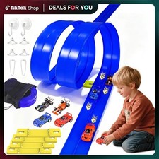 Flexible Toy Car Race Track for Kids Starter Set-20FT with 4 Cars - Blue- Gift picture